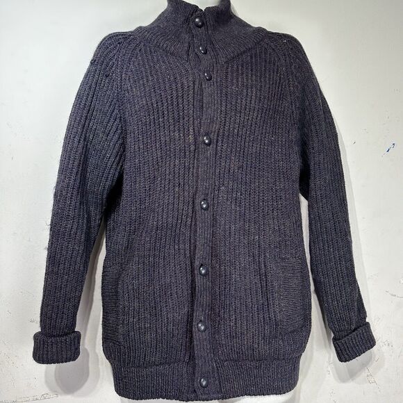 handcrafted Ltd Great Britain knit pure wool cardigan chunky sweater Size M - Picture 1 of 6